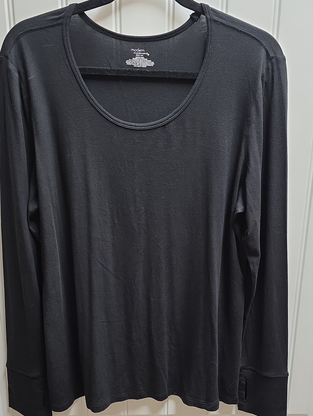 Modern Movement Essentials Black Long-Sleeve Scoop Neck Tee XXL